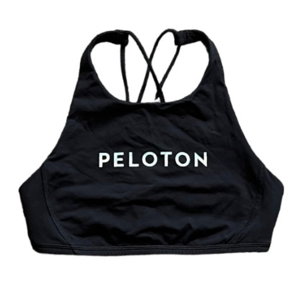 Peloton Lululemon High Neck Free To Be Bra Black Size 6 sports bra